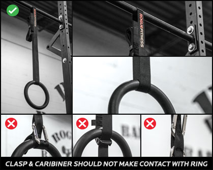 Clasp and Caribiner should not make contact with Ring